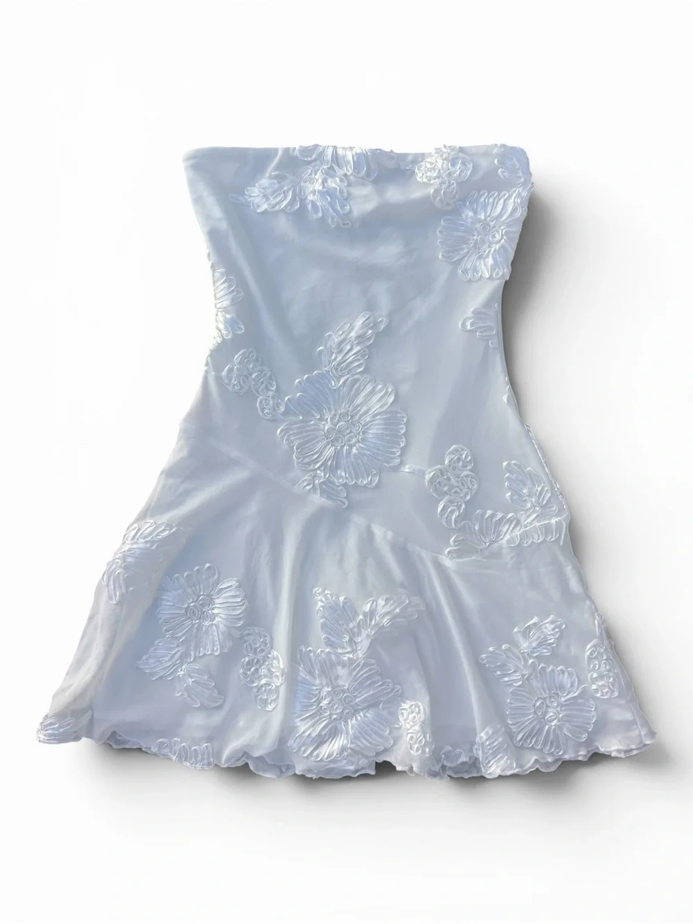 Princess Polly Meadow Of Dreams Strapless Mini Dress White Floral Burnout - Picture 3 of 8